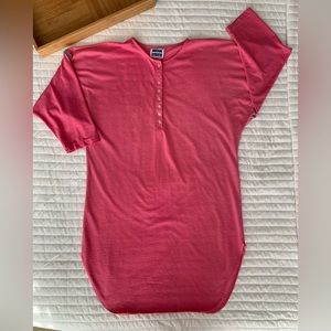 Vintage 80s Lightweight Sleep Shirt Dream Streets Raglan Sleeve Pink Blue